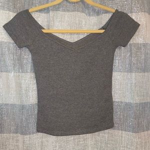 Abercrombie & Fitch Grey Off The Shoulder Top